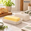 Livearon™ Cream Ceramic Butter Dish