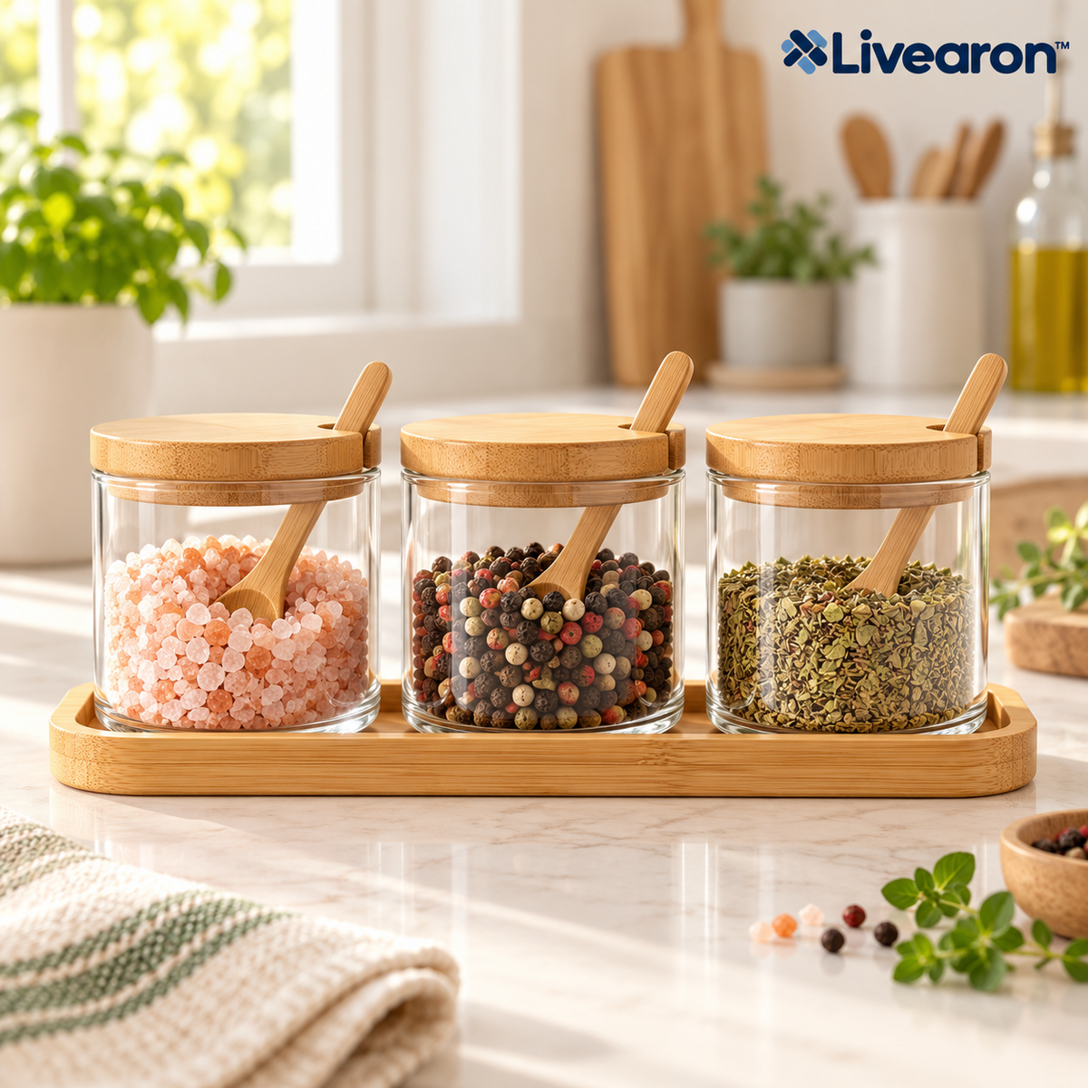 Livearon™ Seasoning Jar Set with Spoons main product view