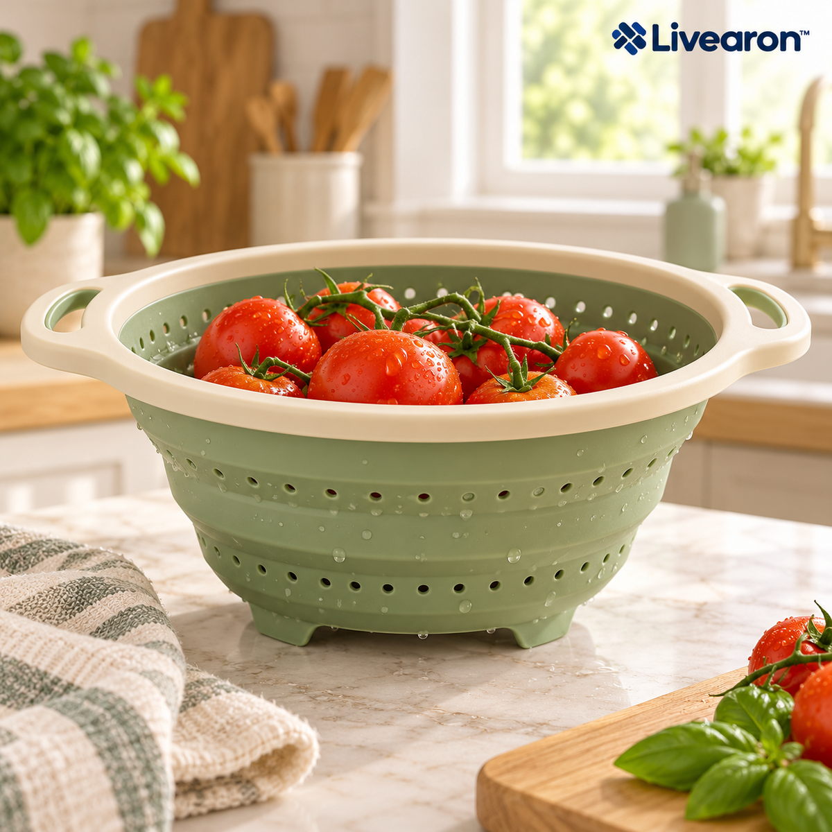 Livearon™ Sage Collapsible Colander