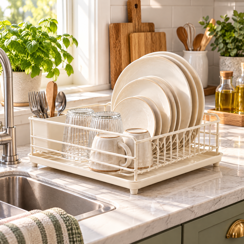 Livearon™ Cream Dish Drying Rack