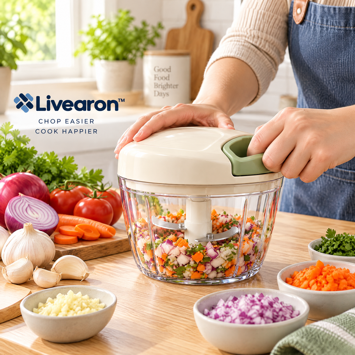 Livearon™ Pull-Cord Food Chopper
