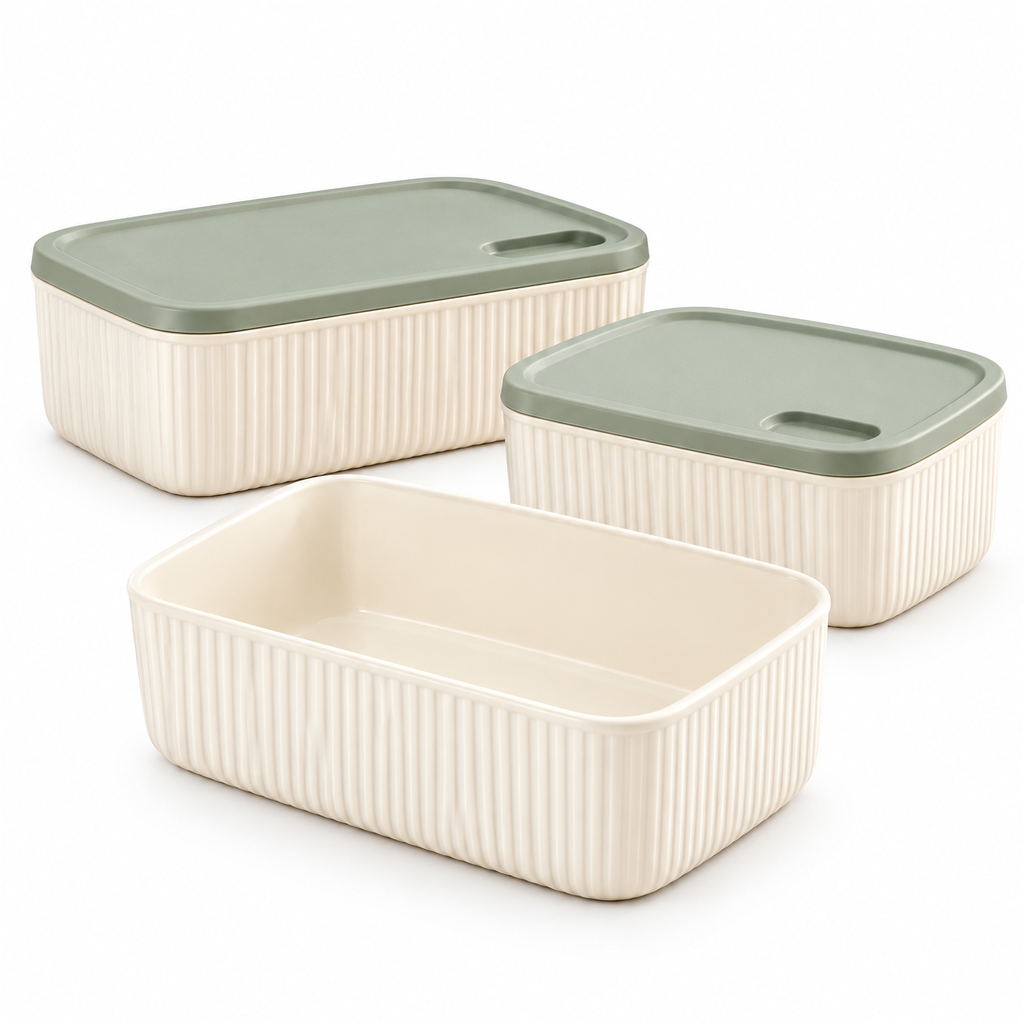 Livearon™ Sage-Lid Kitchen Storage Box Set