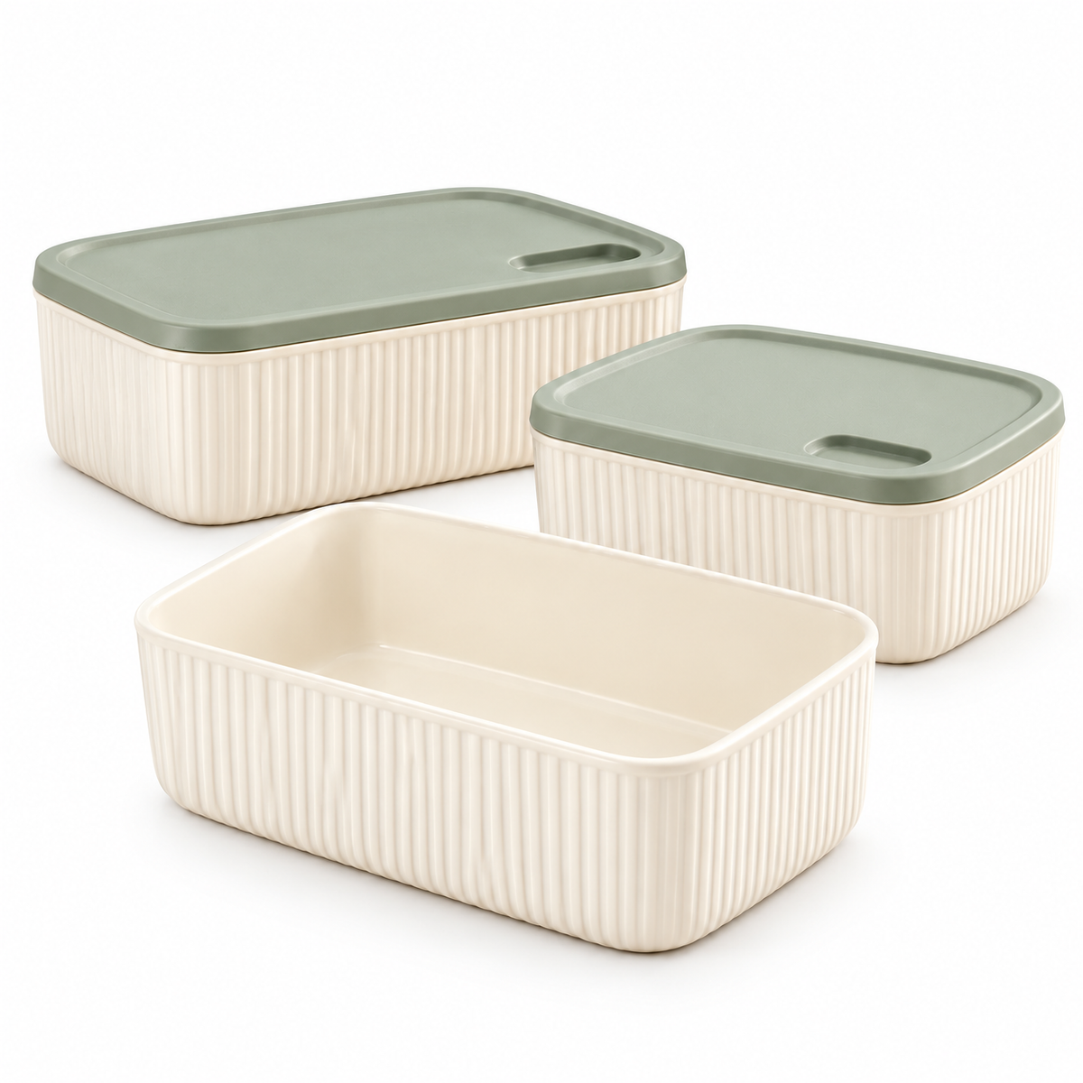 Livearon™ Sage-Lid Kitchen Storage Box Set