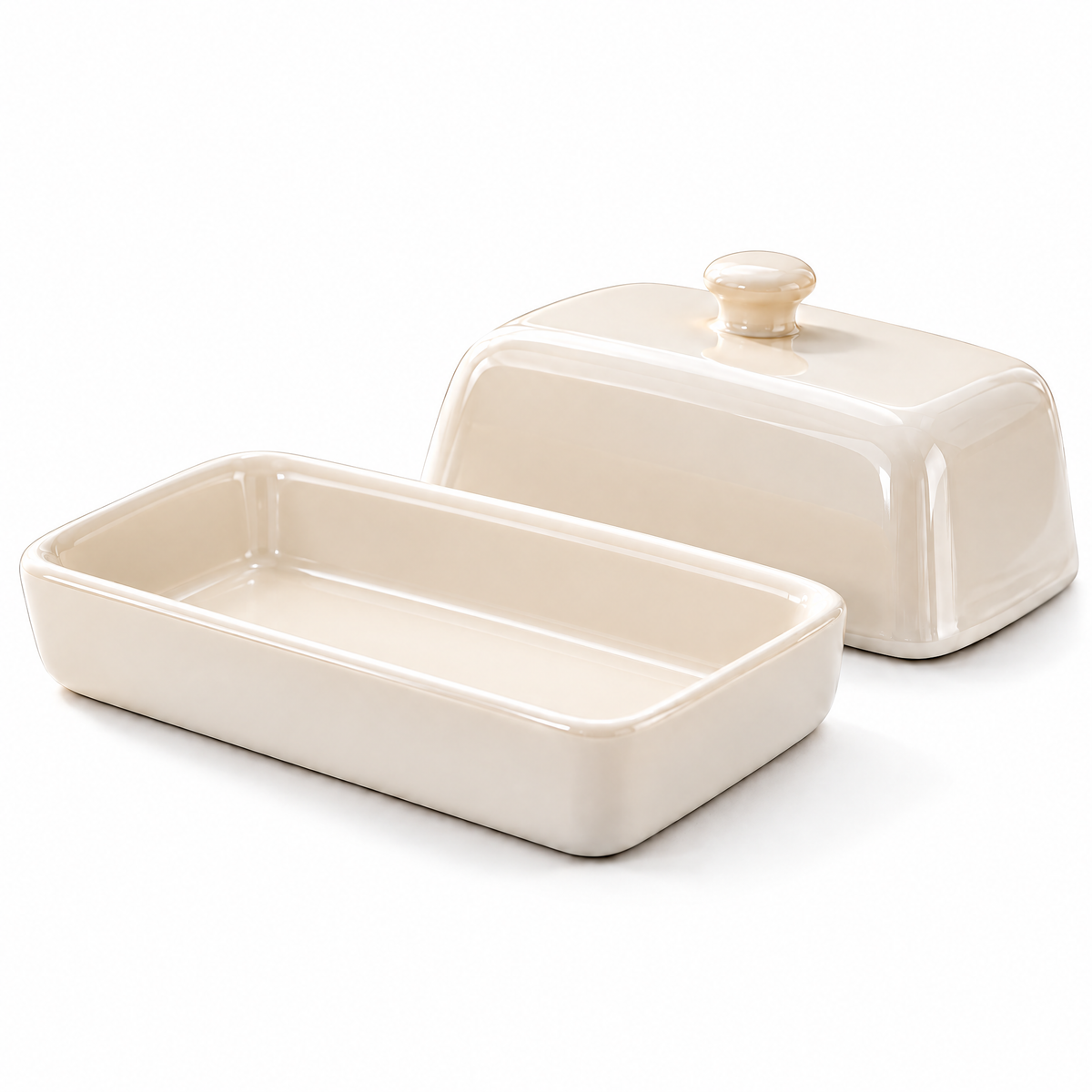 Livearon™ Cream Ceramic Butter Dish