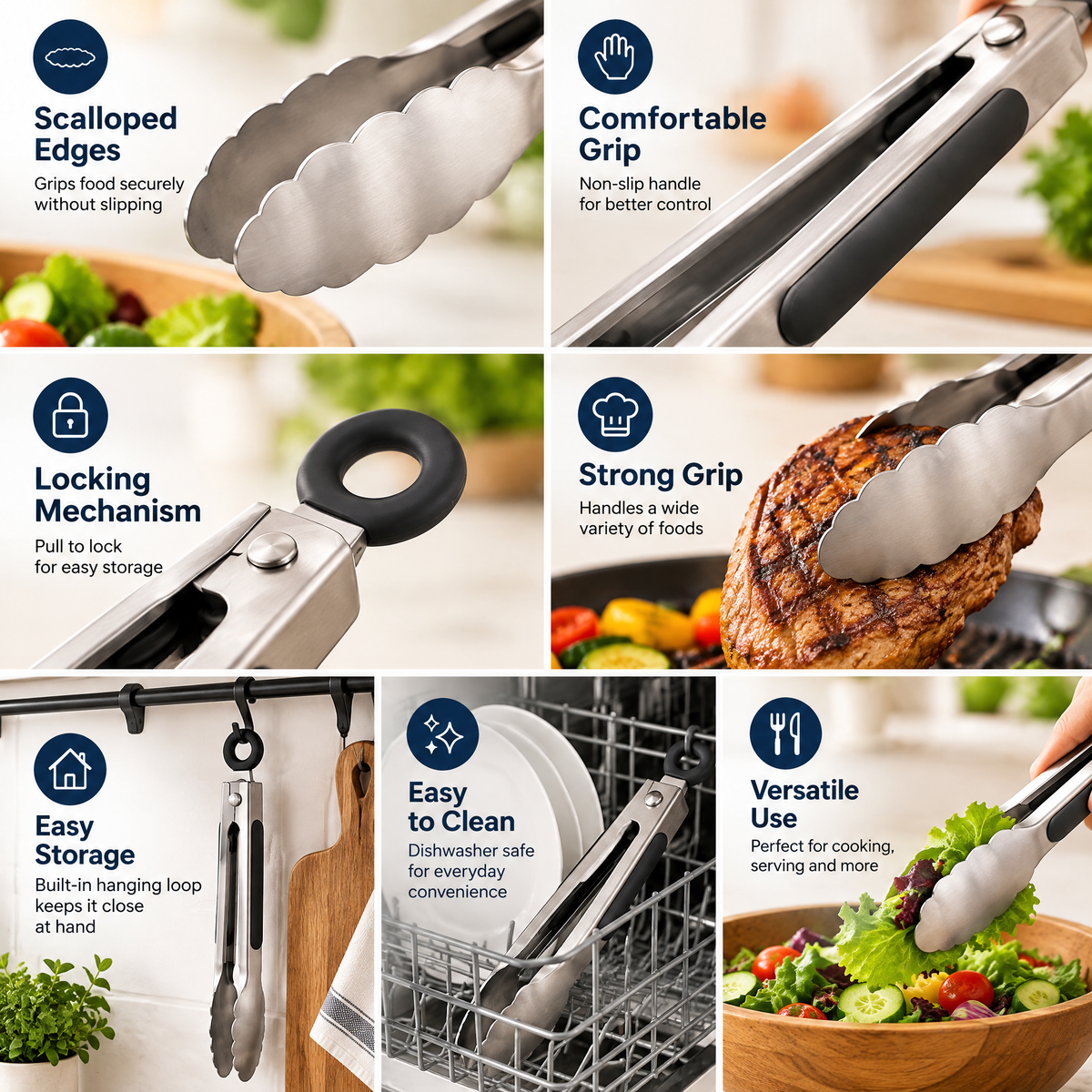Livearon™ Stainless Steel Kitchen Tongs Set
