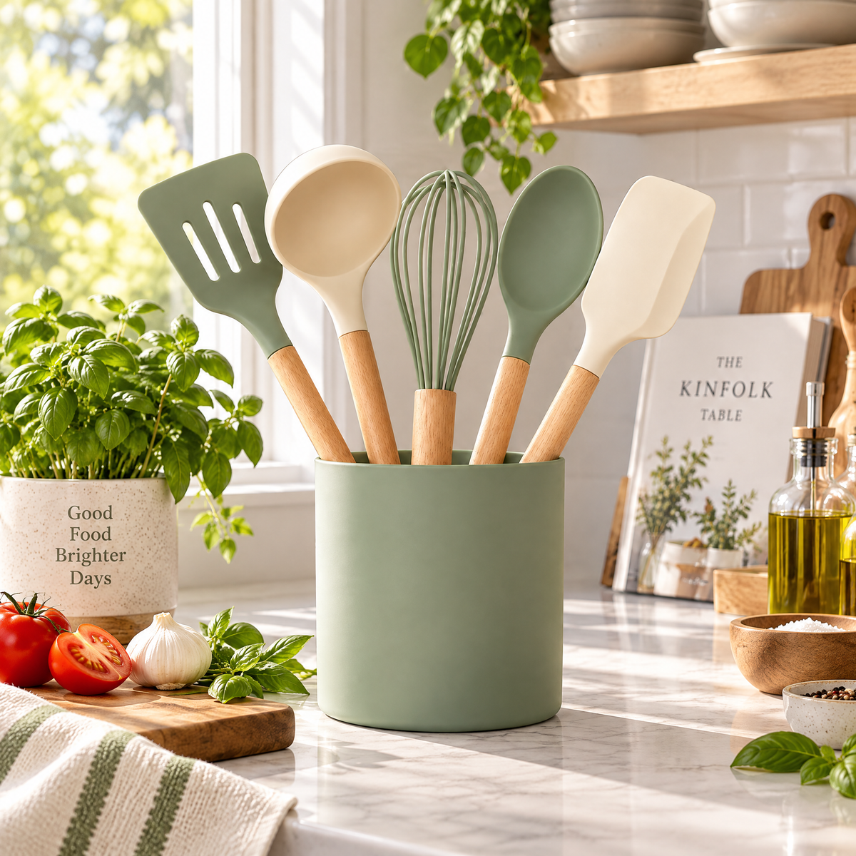 Livearon™ Sage Silicone Utensil Set