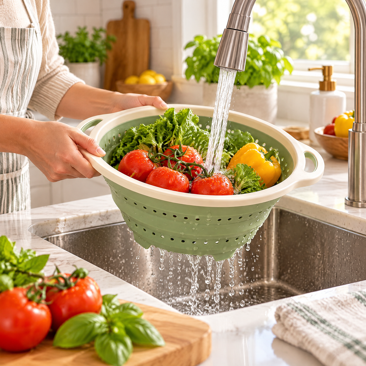 Livearon™ Sage Collapsible Colander